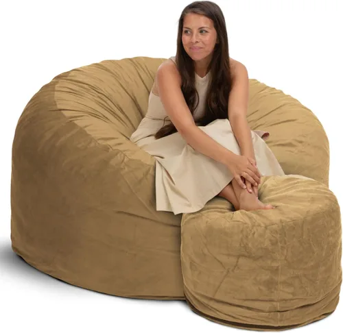 Vista 48 de ULTIMATE SACK 4000 Silla Puf de 4 Pies, Funda de Gamuza Burdeos – Tumbona de Espuma de Gran Tamaño, Asiento de Suelo, Sofá Pequeño o Sofá Cama