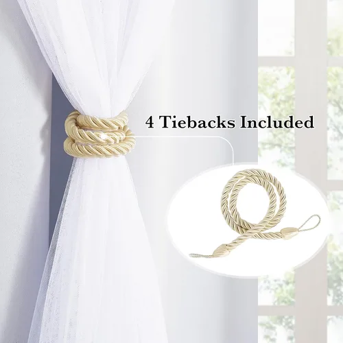 Vista 6 de PONY DANCE Cortinas para Sala de 84 Pulgadas de Largo - Cortinas con Capa Traslúcida, 52 Pulgadas de Ancho, Paneles para Tratamiento de Ventanas