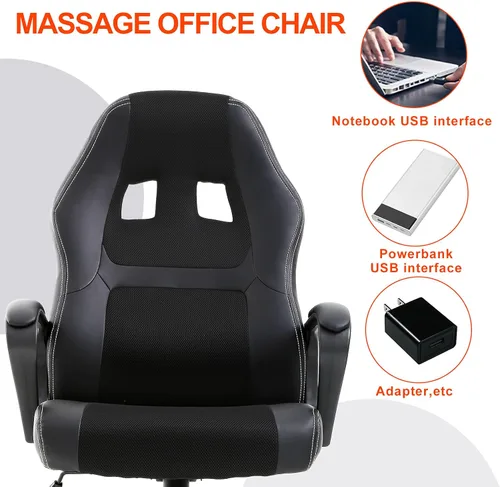 Vista 5 de Silla de juegos de PC, silla de oficina ergonómica, silla de juegos con ruedas, silla giratoria para computadora con soporte lumbar, silla ejecutiva