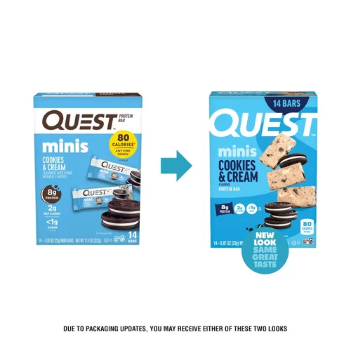 Vista 4 de Quest Nutrition Mini barras de proteína de masa de galletas con chispas de chocolate, 0.28 oz de proteína, 0.04 oz de azúcar, 0.07 oz