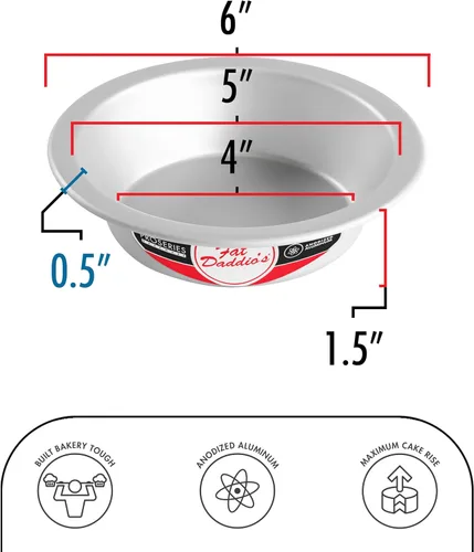 Vista 2 de Fat Daddio's PIE-6 - Molde de aluminio anodizado para tartas, 6 x 1,5 pulgadas