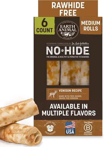 Vista 10 de Earth Animal Masticables sin ocultar – de The Grill Rolls Bacon Cheeseburger Sabor Rawhide Free Medium Dog Chews – 3