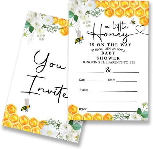 Vista 7 de EUDOSI Juego de 20 invitaciones para baby shower con sobres, con sobres, tarjetas de invitación de maní, doble cara