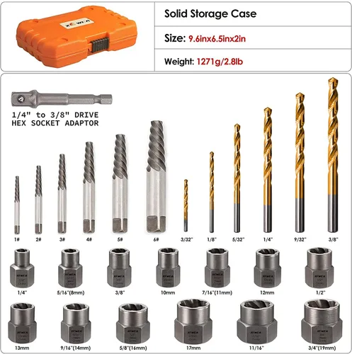 Vista 2 de XEWEA Extractor de enchufe de tornillo y perno de 26 piezas con juego