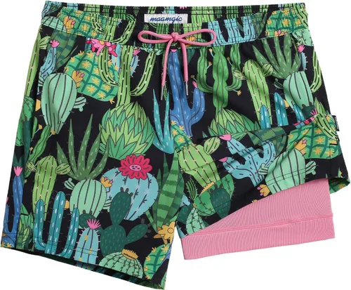 Vista 7 de maamgic - Traje de baño elástico de natación, 5 pulgadas de entrepierna, para hombre, con forro de compresión, para playa