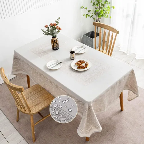 MANGATA CASA Mantel rectangular – Mantel de algodón lavable impermeable y resistente a las arrugas, mantel de tela decorativa para mesa de comedor,