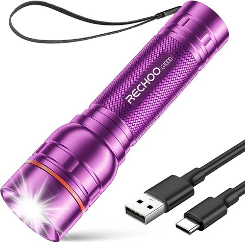 Vista 19 de Linternas recargables de alto lúmenes, luz de flash súper brillante G1000, pequeña linterna LED con zoom con 3 modos de iluminación, linterna Verde