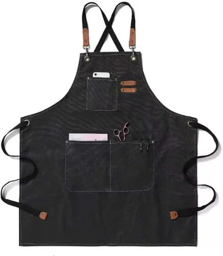 Adjustable Canvas Apron with 3 Pockets for Men Women,Cross Back Work Apron,Durable Kitchen Apron for Cooking