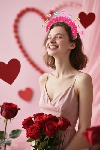 Vista 4 de PHALIN Diademas para el día de San Valentín para mujer, esmaltadas, para el día de San Valentín, diademas para el cabello, dulces festividades