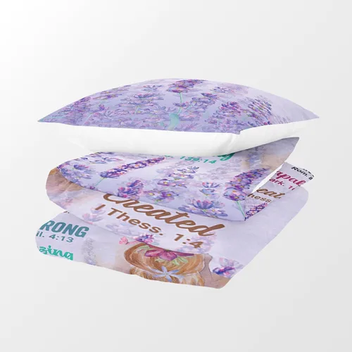 Vista 5 de Juego de ropa de cama con estampado floral morado para niñas, juego de edredón tamaño matrimonial con 2 fundas de almohada