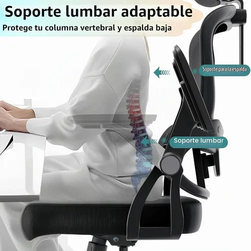 Vista 7 de Ergonomic Mesh Office Chair, 350LB Heavy Duty High Back Desk Chair, Adjustable Headrest, Auto Adaptive Lumbar Support, Memory Foam Cushion, Armrests