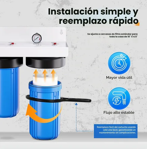 Vista 4 de PUREPLUS - Filtro de agua para toda la casa de 2 etapas, NSF/ANSI 42
