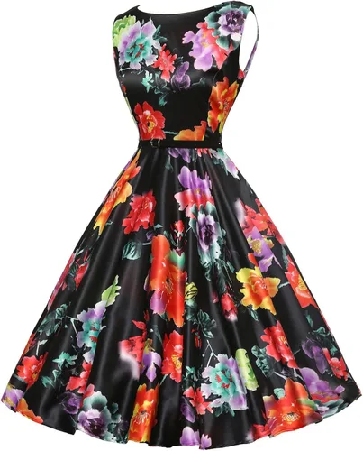 Vista 4 de GRACE KARIN - Vestido vintage sin mangas con escote barco y cinturón, para tardes de té