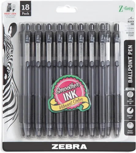 Vista 13 de Zebra Pen Bolígrafo retráctil con agarre en Z, punta mediana, 1.0 mm, tinta azul - 24 piezas (el embalaje puede variar)