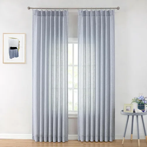 Vista 76 de Vision Home - Cortinas plisadas y semitraslúcidas con ganchos, mezcla de lino texturizado, filtran la luz, para sala, dormitorio, 2 paneles, 40 x 63