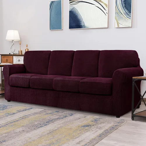 Vista 366 de CHUN YI Fundas para sofá de 7 piezas, lavables, fundas elásticas para sofá de 3 cojines con respaldo y fundas de cojín separados, protector