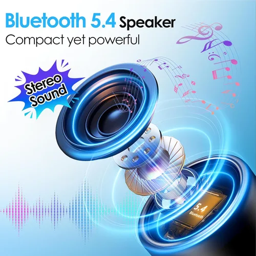 Vista 2 de Portable Bluetooth Speaker 5.4, Mini Speaker with Noise Reduction Mic,Black Negro