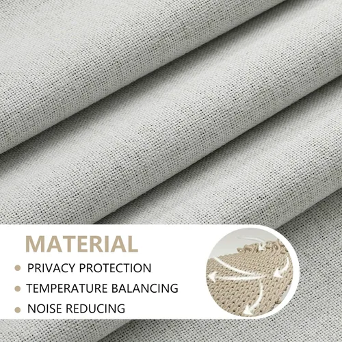Vista 3 de MISS SELECTEX Cortinas de lino texturizadas 100% opacas gruesas para dormitorio, cortinas de bloqueo de luz, con bolsillo para barra y pestañas