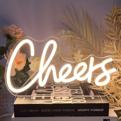 Vista 6 de Letrero de neón con número de mesa Cheers, lámpara de escritorio, luz nocturna, letra de boda, letrero de neón LED, decoración de mesa de boda, luz