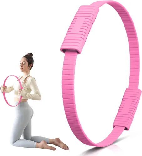 Vista 10 de Anillo de pilates, círculo mágico de silicona de 13.5 pulgadas con doble agarre, ligero y duradero, equipo de ejercicio de resistencia flexible