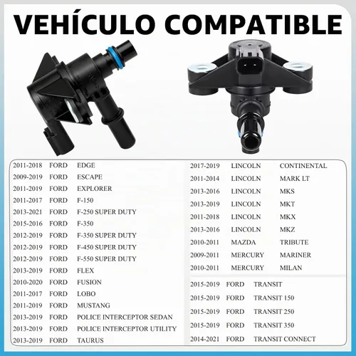 Vista 5 de Válvula de purga de recipiente de vapor 911-222 EVAP Válvula solenoide de purga de recipiente de vapor de emisiones evaporativas Compatible con Ford