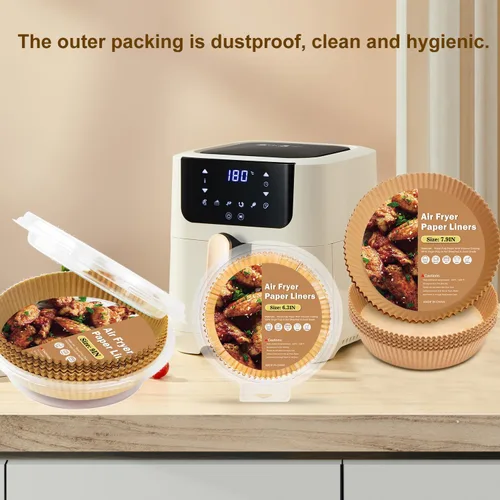 Vista 7 de Forros desechables para freidora de aire, 100 forros de papel para freidora de aire, revestimientos de papel pergamino antiadherentes, accesorios