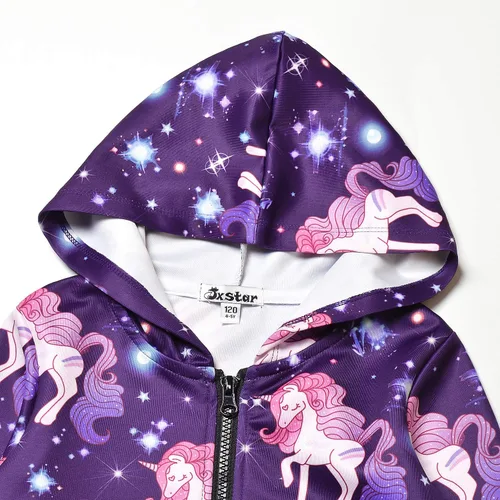 Vista 3 de Sudadera con capucha, cremallera y bolsillos, para niñas, diseño personalizable