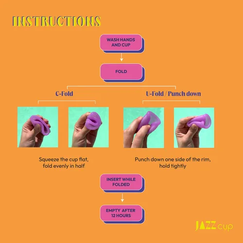 Vista 5 de JAZZ Cup Copas menstruales suaves – con bolsa de viaje de algodón – Reutilizable, protección 12 horas, 100% silicona de grado médico – Copa