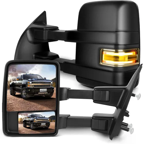 Vista 26 de SCITOO Espejo de remolque apto para espejo exterior Ford 2007-2014 para Ford para camión F-150 con señal de giro ámbar y luz de charco, control