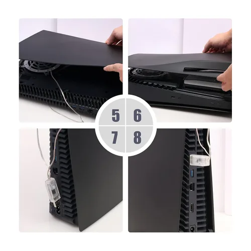 Vista 8 de Playstation 5 Accessory Kits, PS5 Black Plates Disc Edition and PS5 LED Strip with 8 Colors and Remote Control