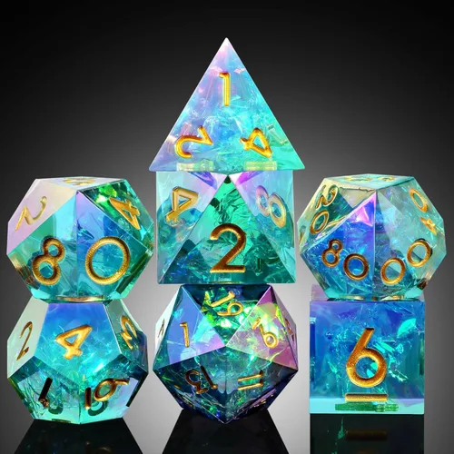 Vista 143 de DNDND Dados de Resina Ojo DND de Borde Afilado Dado de D&D con Estuche de Regalo para Juego de Dungeons and Dragons (Ojo de Dragón Verde)