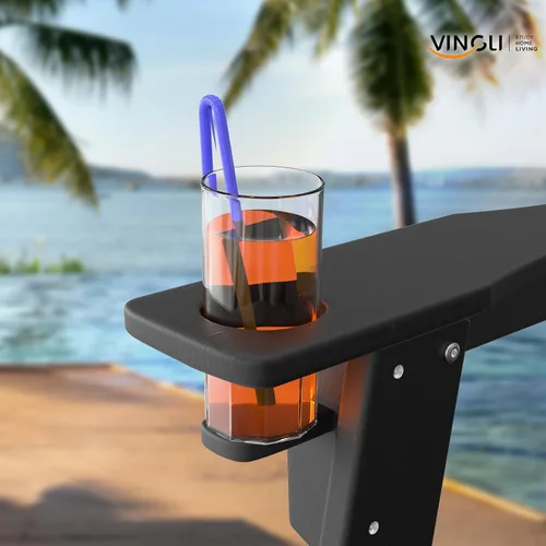 Vista 2 de VINGLI Sillas Adirondack de plástico, plegables con soporte para tazas, material de polietileno de alta densidad impermeable, cómoda capacidad