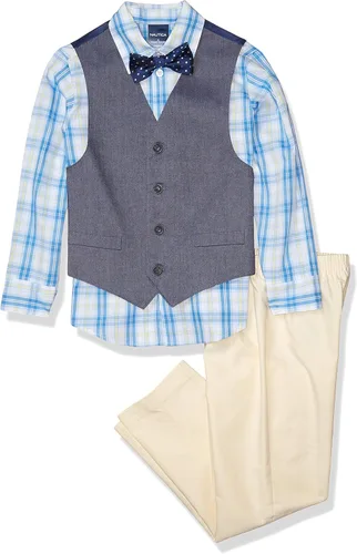 Nautica Boys' 4-Piece Set with Dress Shirt, Bowtie, Vest and Pants