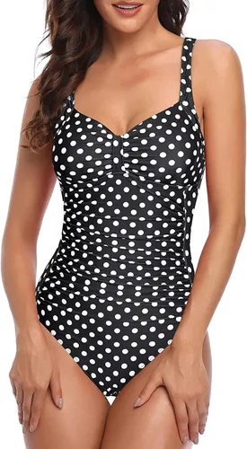 Vista 26 de Tempt Me Trajes de baño de una pieza con control de abdomen Negro blanco