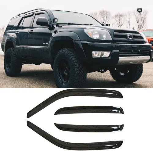 Vista 19 de Deflector de Viento para Ventana Lateral, 4 piezas Juego de Protectores contra Sol y Lluvia Estilo Montaje Exterior, Humo Oscuro Visor de Ventana