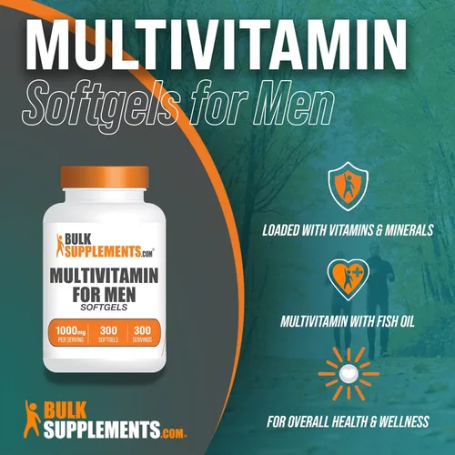 Vista 3 de BULKSUPPLEMENTS.COM Multivitamínico para hombres Multivitamínico diario con aceite de pescado Suplemento multimineral Vitaminas diarias