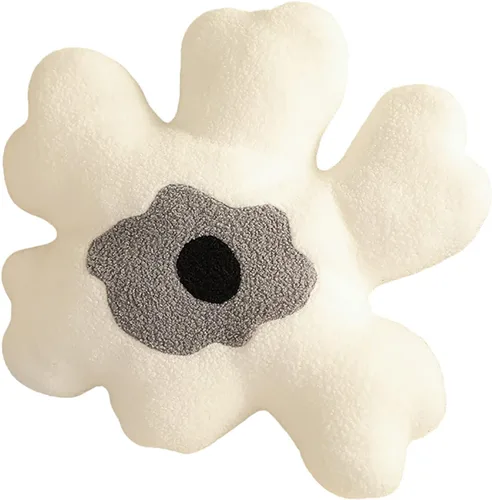 Vista 7 de Almohada de sofá Cojín de cintura Almohada de felpa con forma especial de flor Almohada creativa de corazón para niña (negro y blanco)
