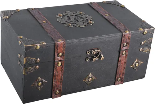 jerss Caja de almacenamiento de madera retro para libros de joyería, caja de caja antigua para organizador de bolsas de almacenamiento, organizadores