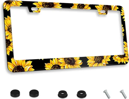 Vista 14 de Blessed by God Spoiled by My Husband - Marco de matrícula de acero inoxidable, divertidos marcos negros con 2 agujeros y tornillos de 12 x 6