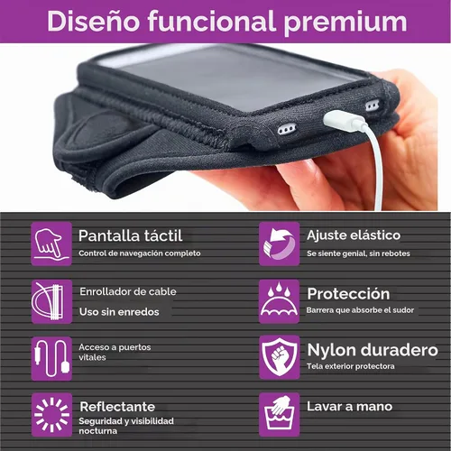 Vista 5 de Tune Belt AB92 - Brazalete antideslizante para teléfonos y fundas L/XL Negro