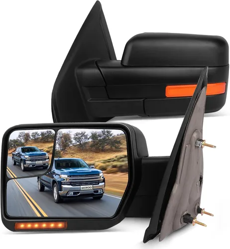 Vista 17 de SCITOO Espejo de remolque apto para espejo exterior Ford 2007-2014 para Ford para camión F-150 con señal de giro ámbar y luz de charco, control