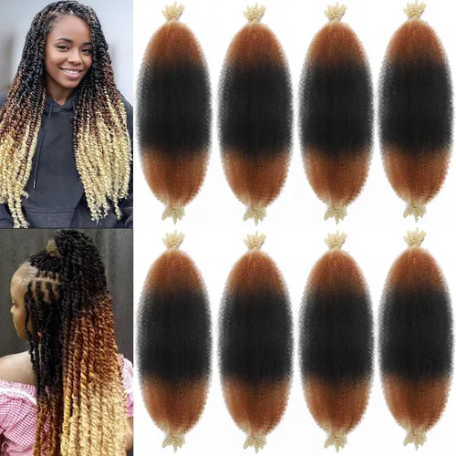 Vista 48 de 3 paquetes de cabello rizado afro elástico de 10 pulgadas, cabello trenzado Marley Twist 1B preseparado de ganchillo sintético suave para rastas