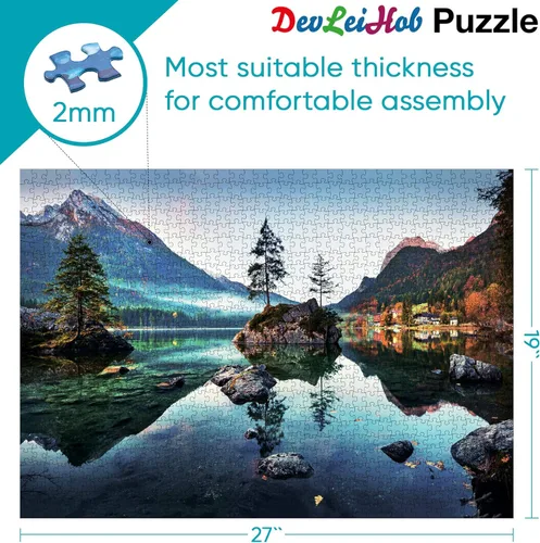 Vista 2 de Rompecabezas de 1000 piezas para adultos y niños, rompecabezas duros de la serie natural, rompecabezas grande de mil piezas, rompecabezas de otoño