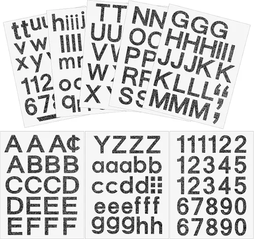 Vista 18 de Outus 8 hojas de calcomanías de letras de vinilo, autoadhesivas, números para buzón, letras del alfabeto, para medias de Navidad, álbumes