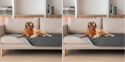 Vista 52 de gogobunny - Manta para perros y gatos 100% impermeable y de doble cara, funda suave para cama de mascotas, reversible, protege muebles, carbón