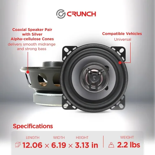 Vista 4 de Crunch CS4CX - Altavoces coaxiales de rango completo para automóvil, de 4 pulgadas, color negro