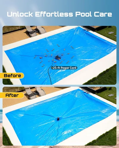 Vista 5 de SEESII Bomba de cubierta de piscina de 1/3 HP, encendido/apagado automático, bomba de agua sumergible de 3035 GPH con red de filtro, cable