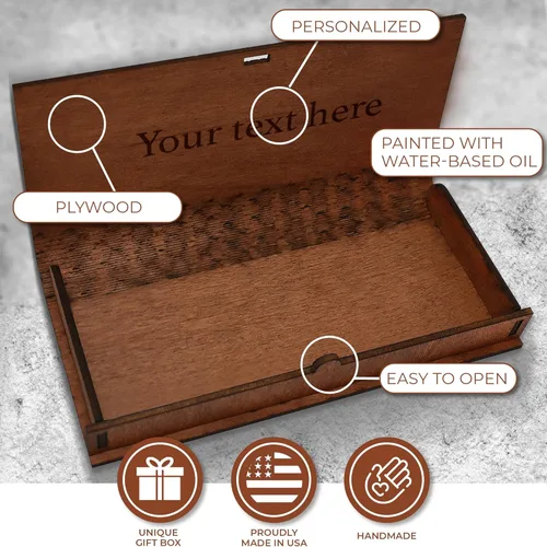Vista 2 de Cajas de regalo para cumpleaños en efectivo, caja de madera personalizada, caja de regalo de madera grabada personalizada para bodas, cajas