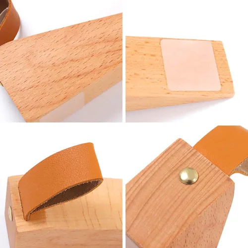 Vista 6 de Cuña antideslizante grande de madera para puerta, cuña de puerta de madera sólida, cuñas de puerta resistentes y duraderas, se ajusta a la costura
