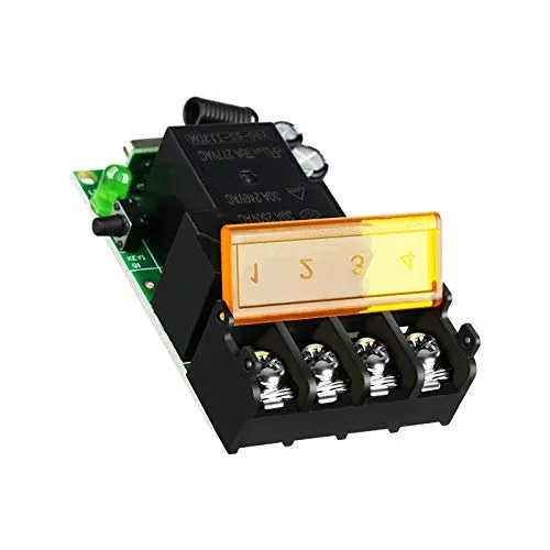 Vista 5 de DC 12V 24V 36V 48V Interruptor remoto inalámbrico 30A Relé Control remoto Interruptores de luz 1 receptor con 2 transmisores
